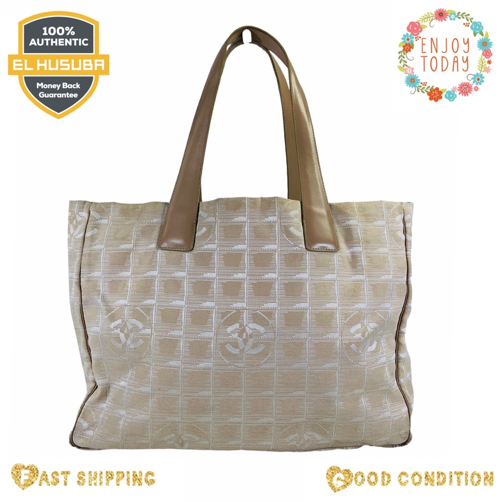 Channel tote bag travel line beige handbag totebag